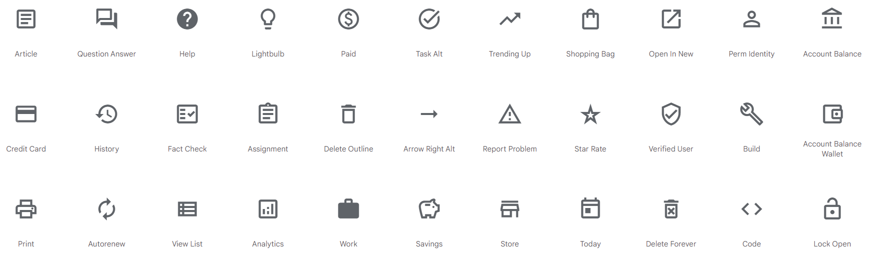 Google Material Icons Icon Set
