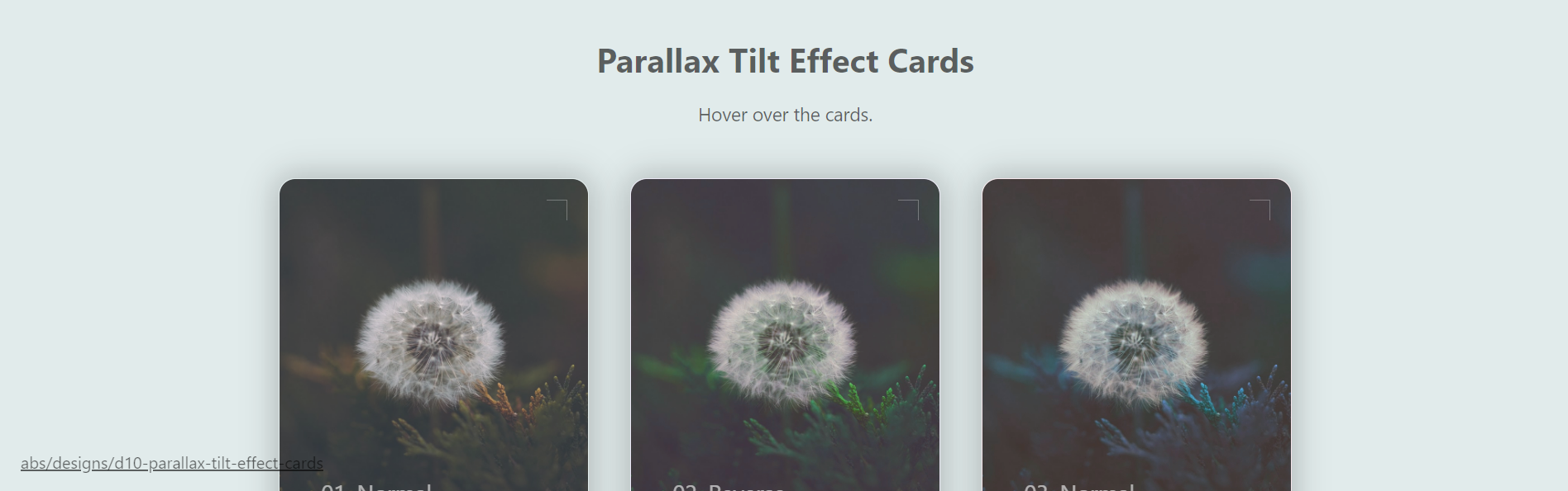 Parallax Tilt Effect Cards