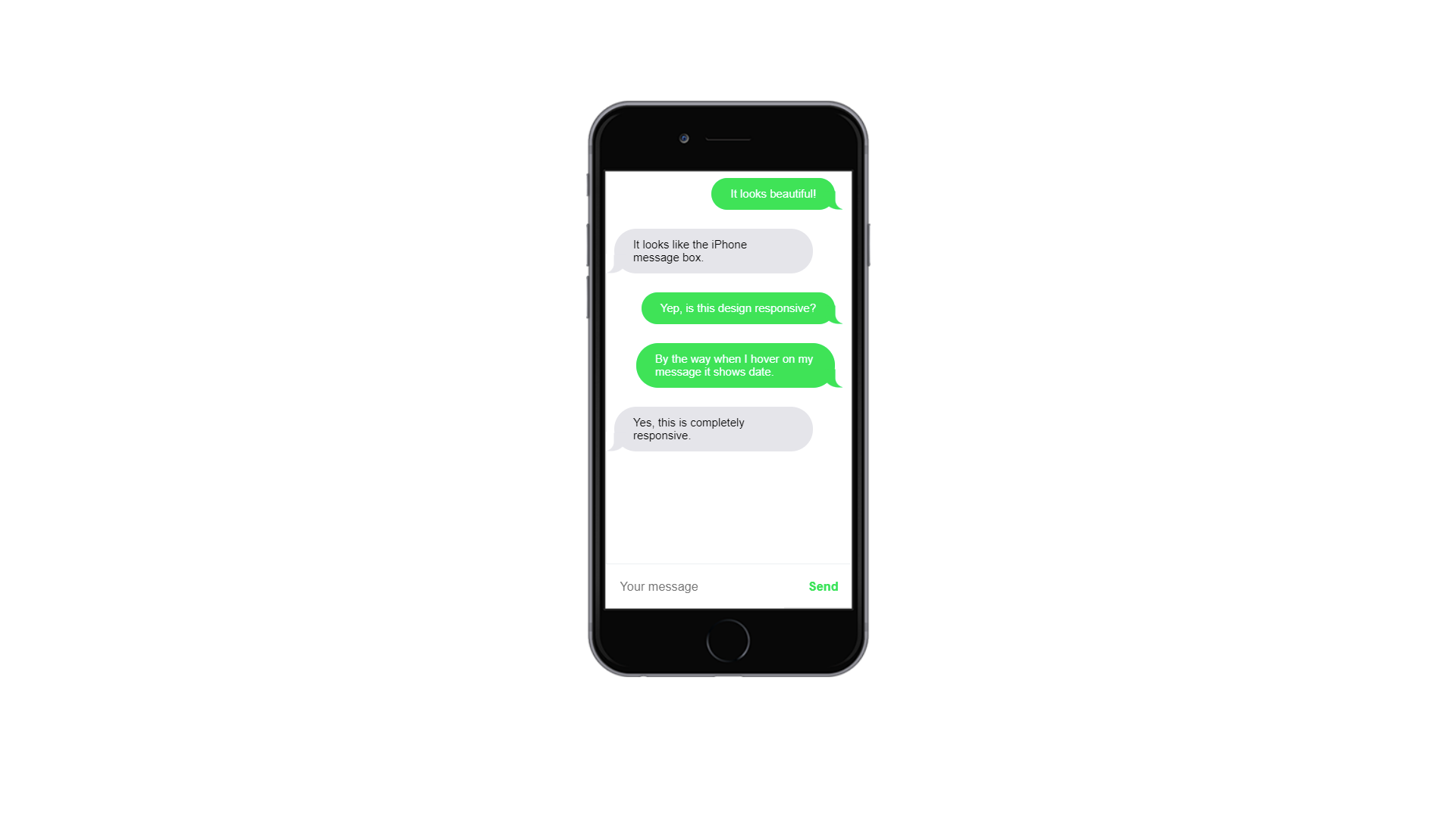 CSS and HTML Reponsive iOS iMessage Chat
