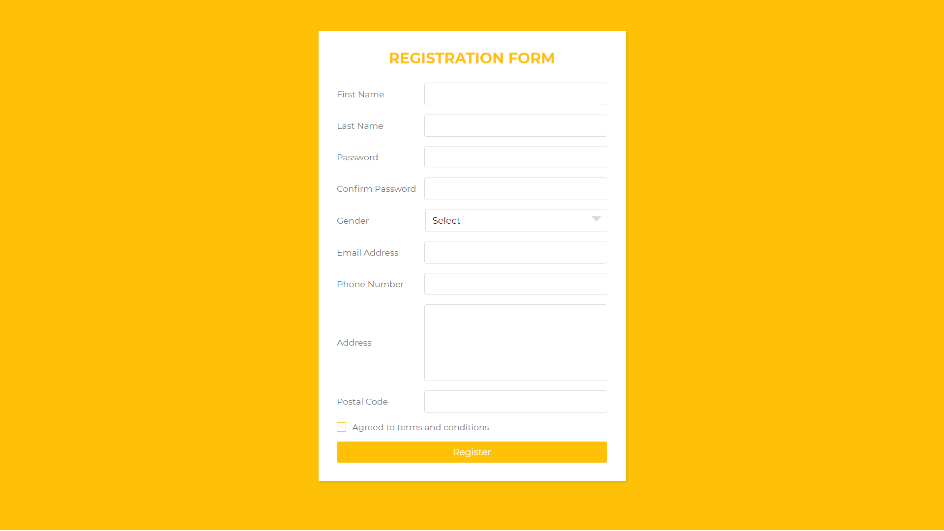 Registration Form in HTML and CSS