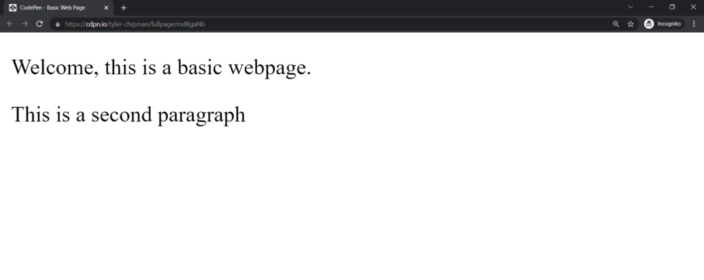 Creating a Web Page With Two Paragraphs