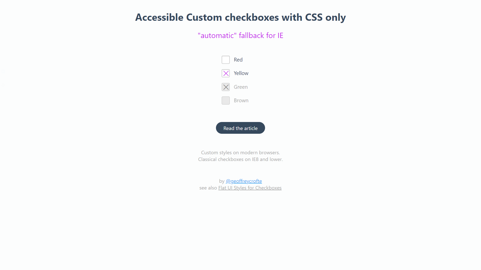 Accessible Custom CSS Checkboxes With Only CSS