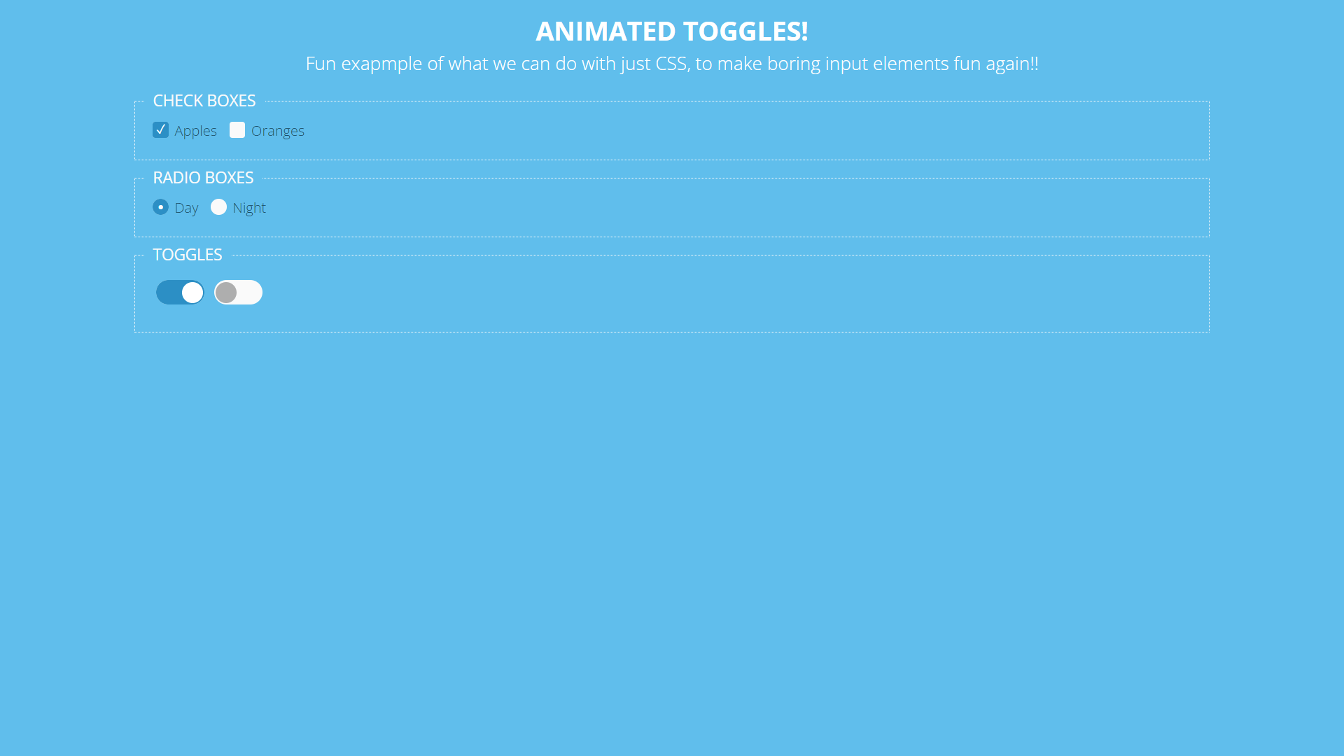 Blue Pure CSS Animated Checkboxes