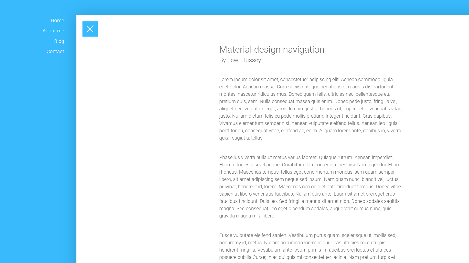 Light Blue Materual Design Navigation CSS Menu