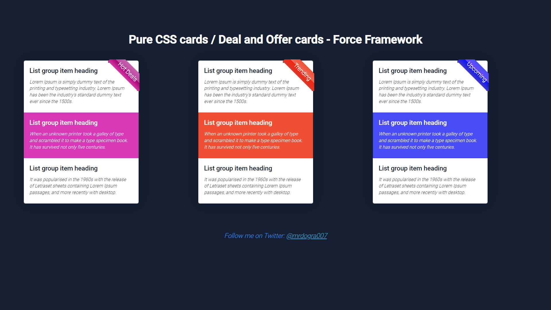 Pure CSS Cards and Deal Offer Cards