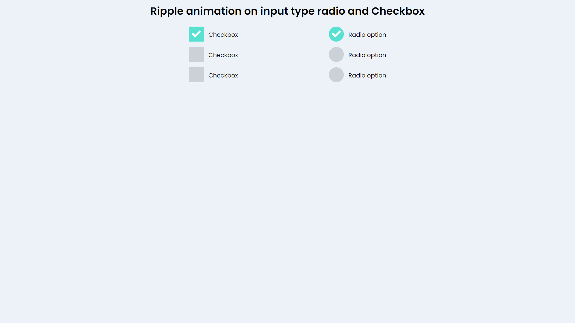 Ripple Animation CSS Checkbox and Radio Buttons