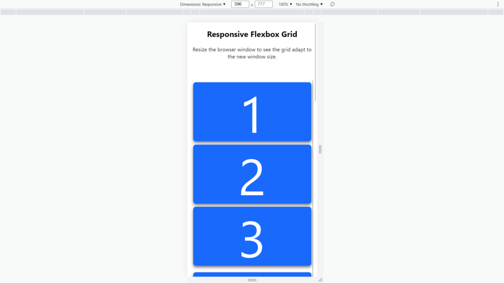 Single Column Responsive Flexbox Grid