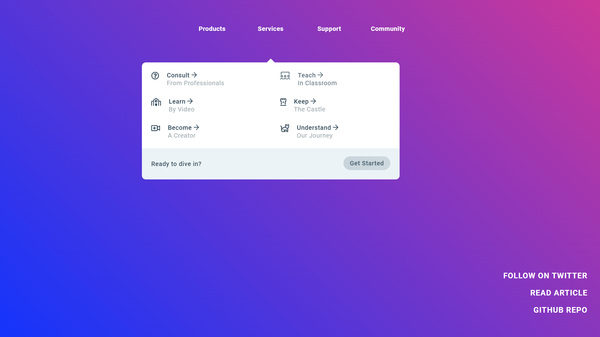 Stripe Styled CSS Only Menu