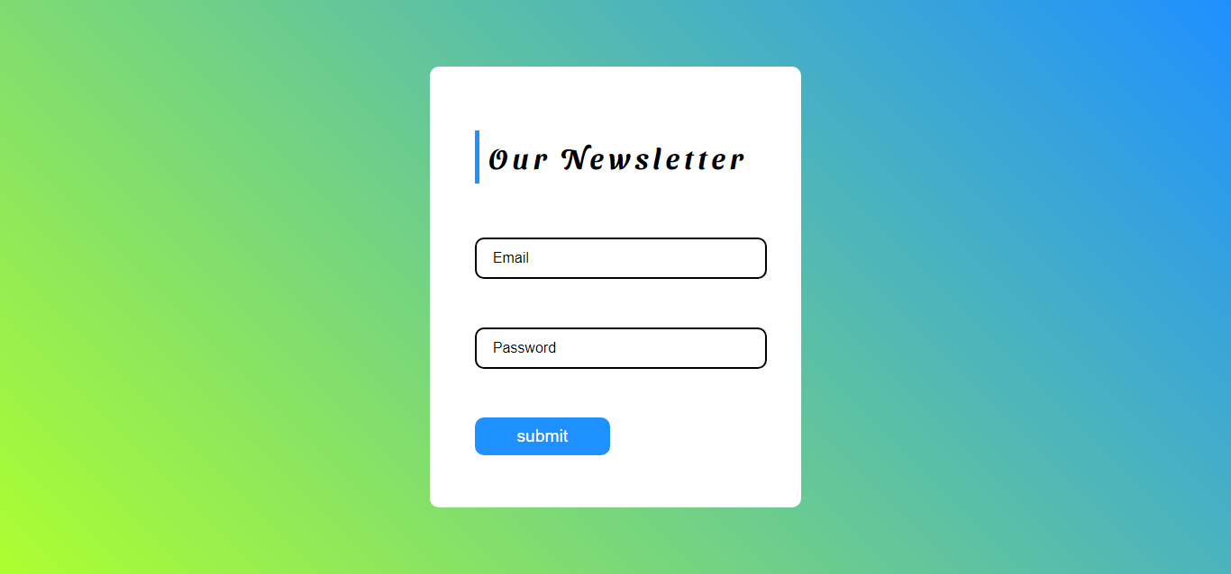 CSS Newsletter with Animated Floating Input Labels Move Placeholder Above The input on Focus
