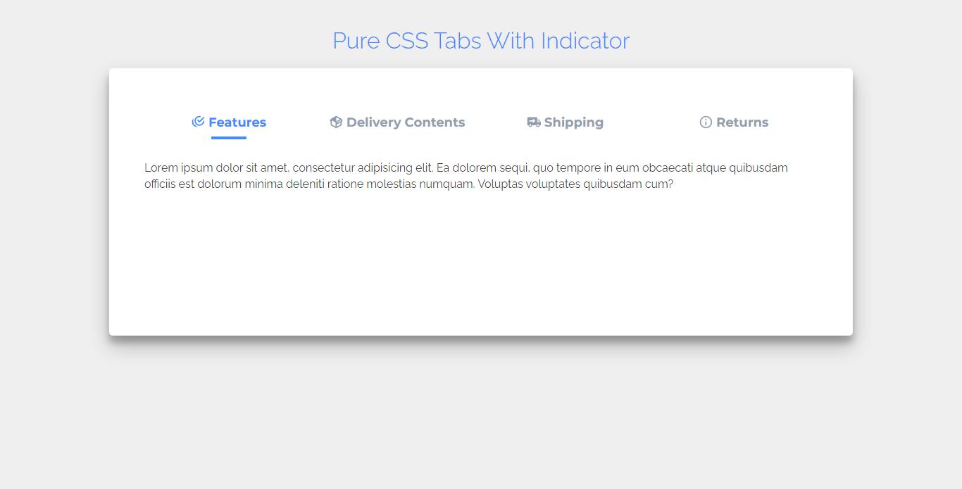 Pure CSS Tabs With Indicator