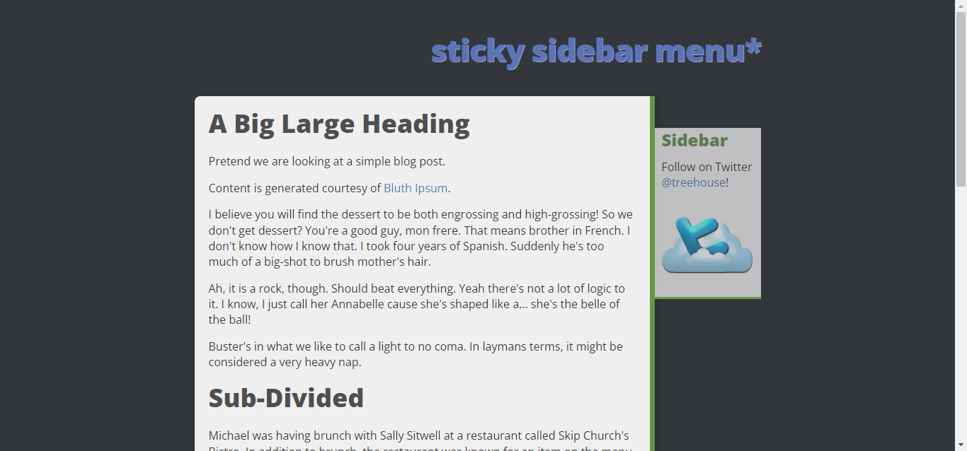 Sticky Sidebar Menu