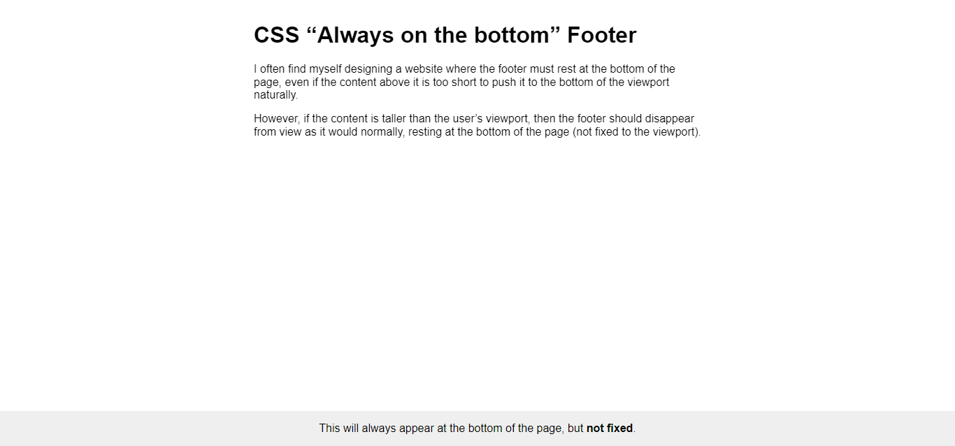 CSS “Always on the Bottom” Footer