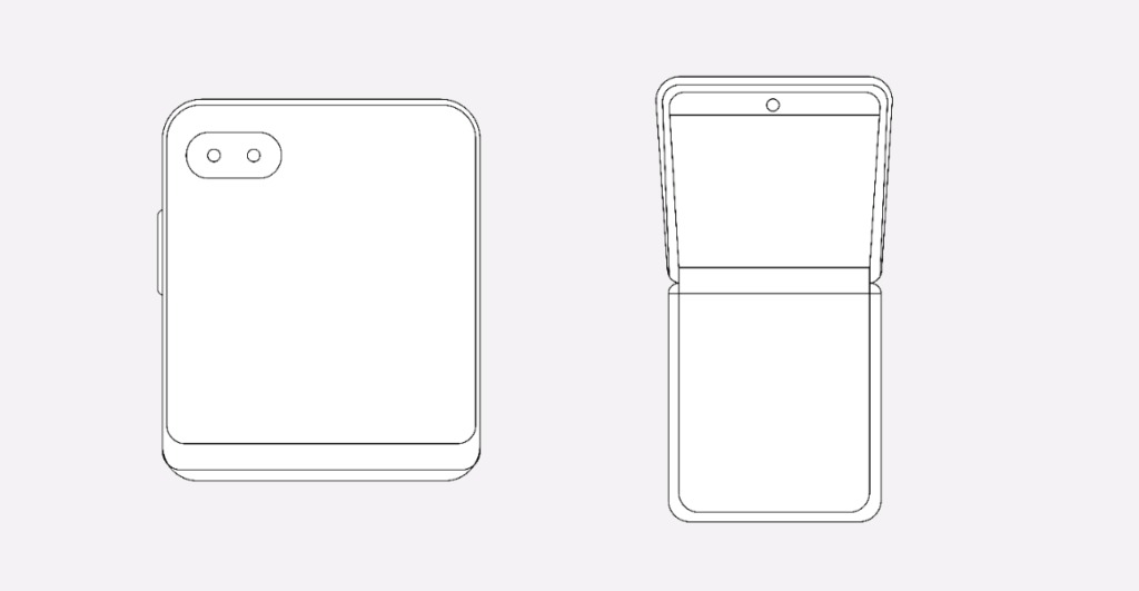 Mock Up of Foldable Smartphone With External Screen and a Foldable Two Segment Screen